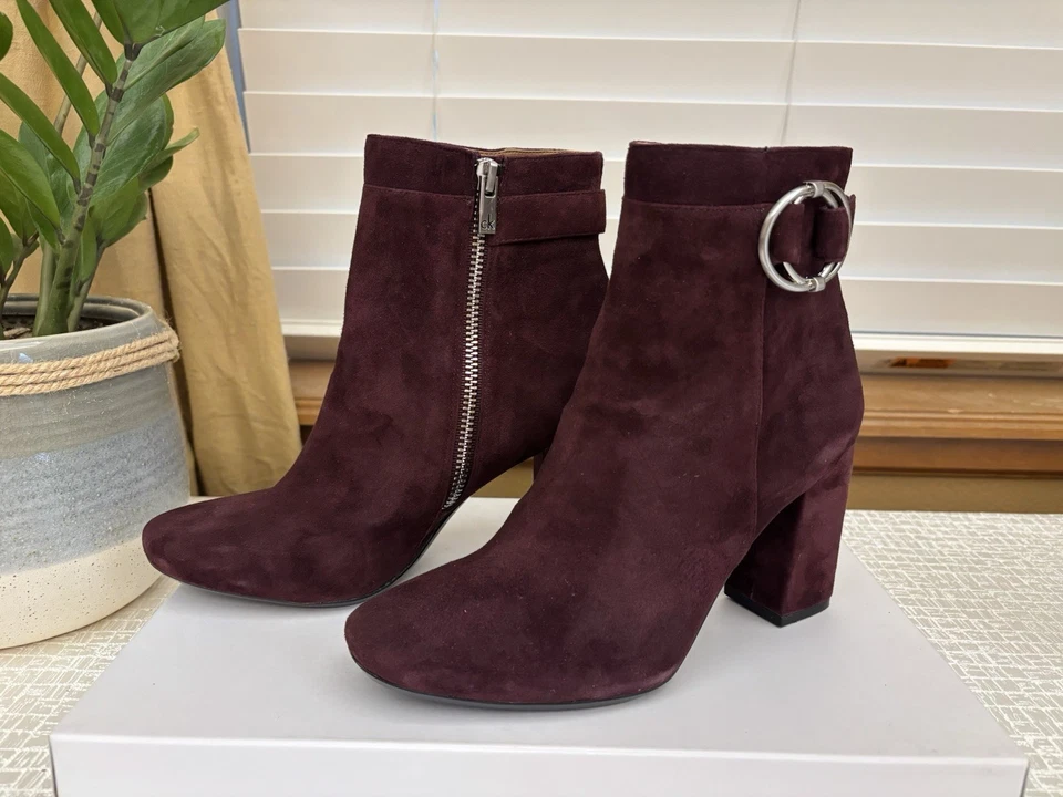 Calvin Klein Boots Burgundy Suede Heel Boots Women’s Size 6.5 - Image 2 of 4