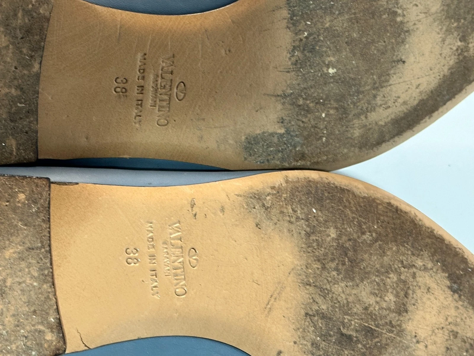 Ballerine Valentino Rockstud blu vernice a punta borchie misura