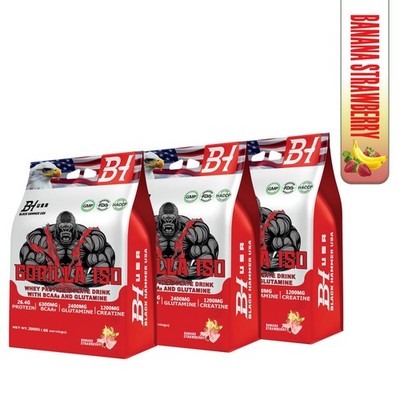 3x Gorilla ISO Whey 2KG Banane-Erdbeere   6KG Gesamt | Black Hammer USA