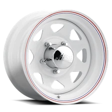 15x8 Allied 80 Series 8 Spoke White Steel Wheel 5x5.5 (-19mm)