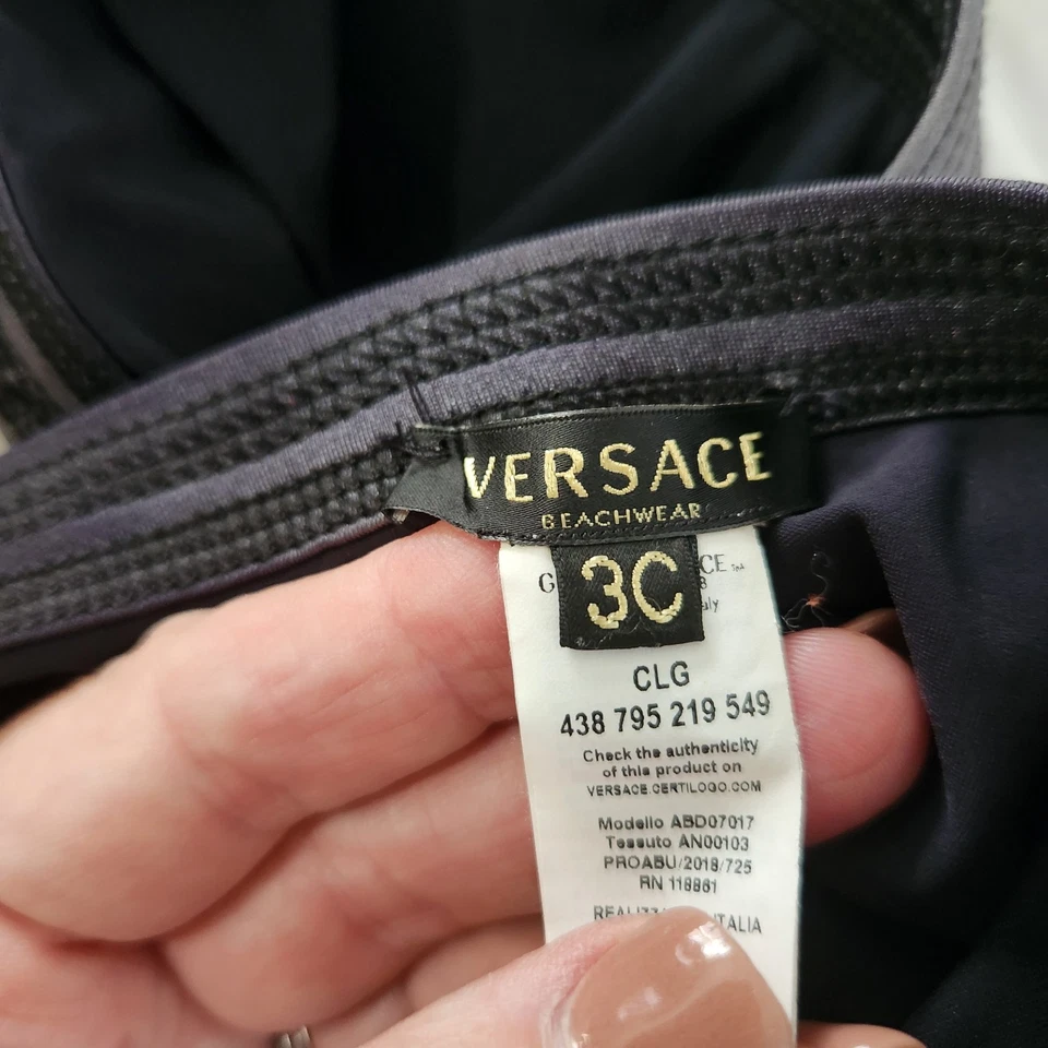 Versace Beachwear One Piece  Medusa  Size 3C = 36 C Metallic Gray - Image 2 of 4