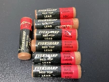 7 Vintage Eversharp Red Top Pencil Lead Refills 1950’s Med Black Standard