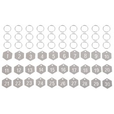 30pcs Stainless Steel 1-30 Numbers Hanging Tags Hexagonal Metal Key Id Number