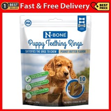 N-Bone Puppy Teething Rings Peanut Butter Flavor, 10 Dried Chew Treats 12 oz