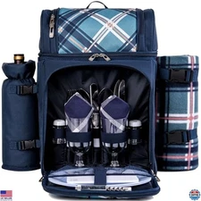 ALLCAMP 2-Person Picnic Backpack with Insulated Cooler, Detachable Wine Holder,