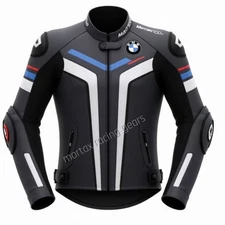 BMW Motorrad-Inspired motorbike Racing Leather Jacket padded CE armor  by MORTAX