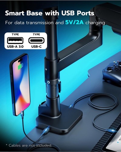 ARES WING Dual Monitor Arm for Ultrawide Heavy Duty Curved Monitor Stacking - Afbeelding 7 van 8