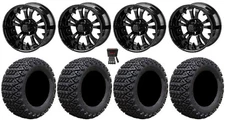 LSI Warlock 10" Golf Wheels Gloss Black 22" X-Trail Tires E-Z-GO & Club Car