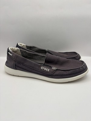 Crocs Black and Charcoal Leather and Canvas Slip on Loafers Crocs Canvas Loafer Unisex Kids main image 4