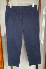 Talbots Flat Front Ankle Pants Navy Blue White Polka Dots Size 6 Signature