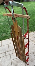 Vintage Flexible Flyer Wooden Snow Sled – Classic Winter Collectible(Made In MS)
