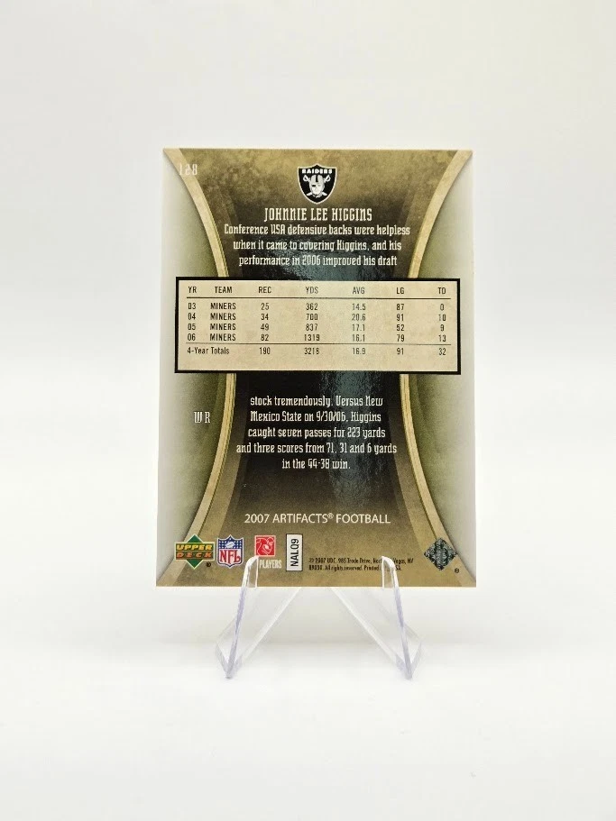 Johnnie Lee Higgins 2007 Upper Deck Artifacts Rookie RC Green SP /99 #128 - Image 2 of 2