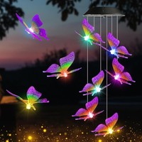 Solar Windspiel Schmetterling 6 Led Wasserfest Farbwechsel Garten Deko Geschenk
