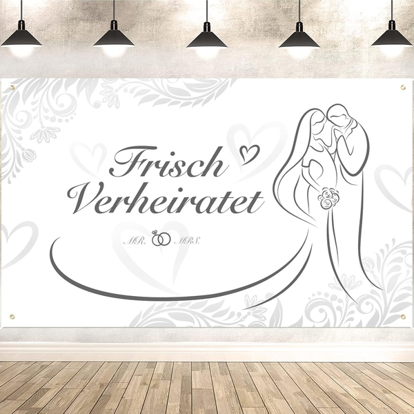 Frisch Verheiratet Banner Deko Hochzeit, Romantisch Just Married Banner Deko FüR-image