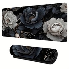 40 90cm Gothic Rose Pattern Mouse Pad - Large Durable Rubber Base, Smooth Surfac