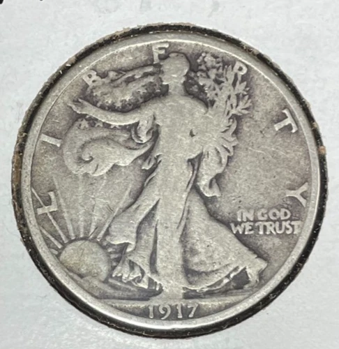 1917 WALKING LIBERTY SILVER HALF DOLLAR~ FINE ~NICE LOOKING COIN~ 90% SILVER