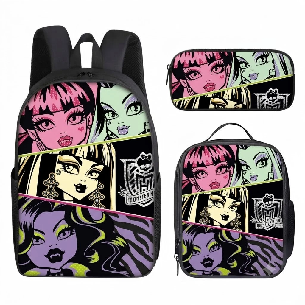 Monster High Backpack Set, School Bag, Lunch Bag