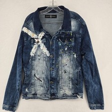 Gogard Industry Jacket Mens XL Distressed Denim Paint Splatter Turkey MOD 082