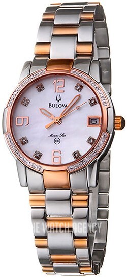Bulova Diamond Accented Bezel Two-Tone Stainless Steel Ladies Watch MOP Dial Bulova Crystal Turnstyle Two-Tone Steel Mop Dial Quartz  main image 2