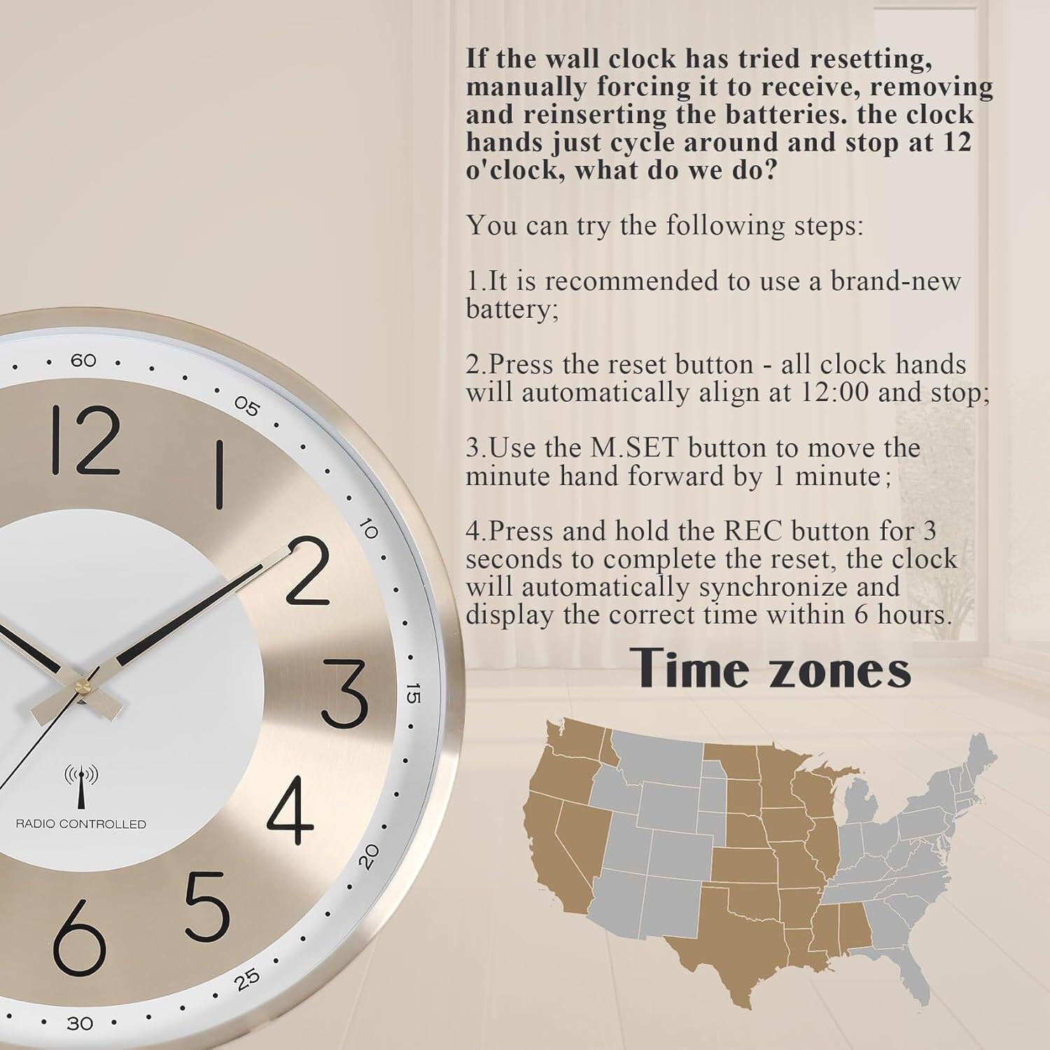  Wall Clock Radio Controlled Automatic Clock Set