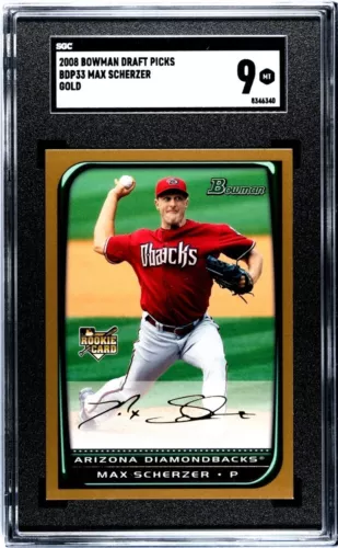 2008 Bowman Draft Picks Max Scherzer rookie card gold