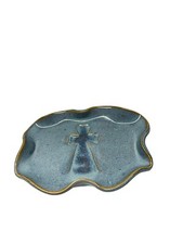Blue Cross Embossed Soap Trinket Dish Handmad...