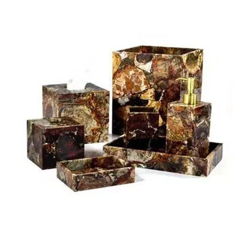 Petrified agate bathroom accessories sets of 7 pcs, bathroom interior decor - Picture 1 of 3