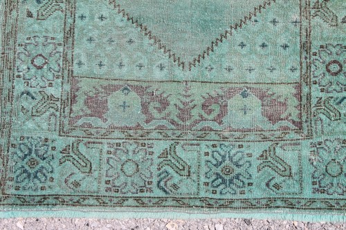 2x5 Fuß Grün Überfärbt Vintage Handgefertigt Türkisch Wolle Vorleger für Nachttisch - Bild 3 von 10