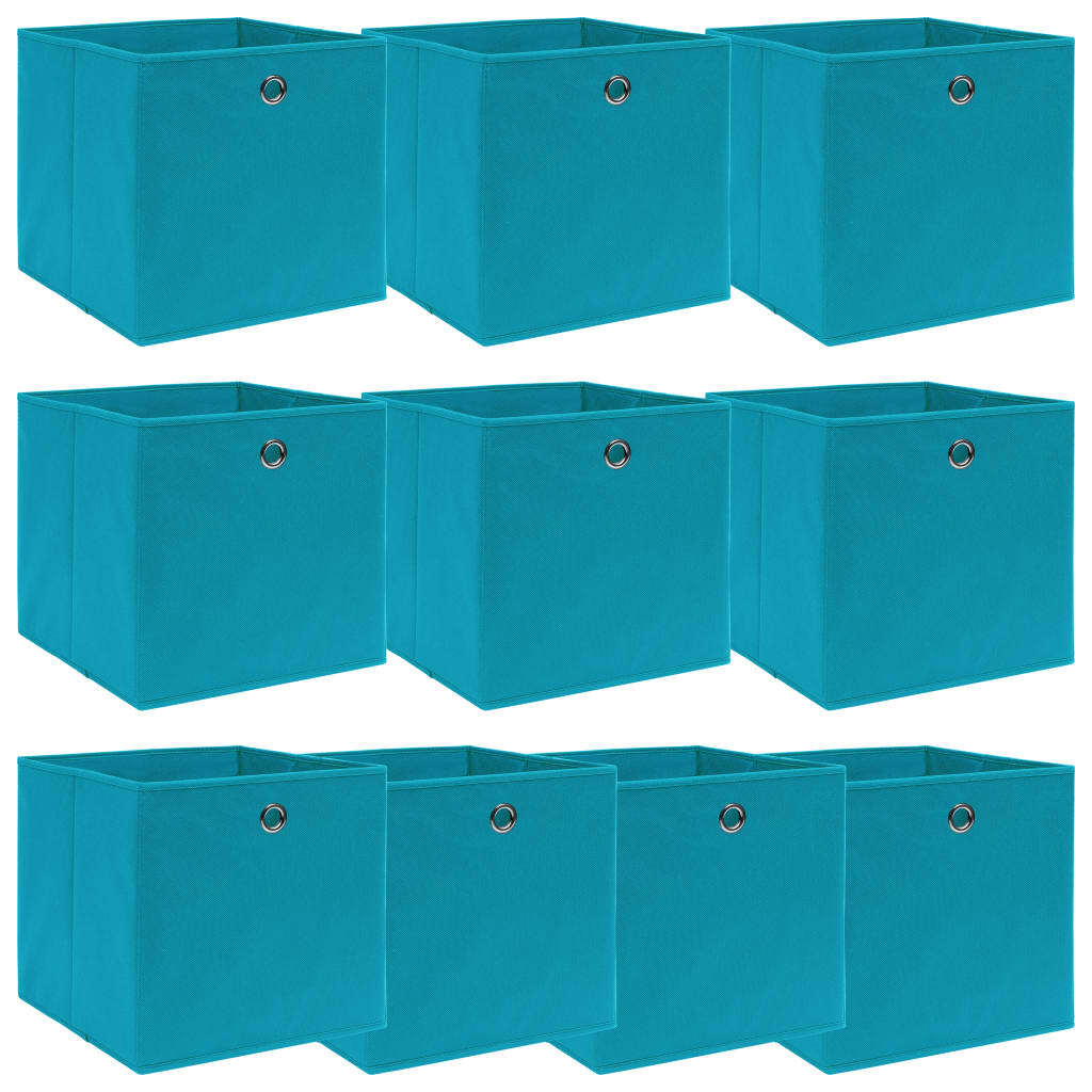 vidaXL Storage Boxes 10 pcs Baby Blue 32x32x32 cm Fabric
