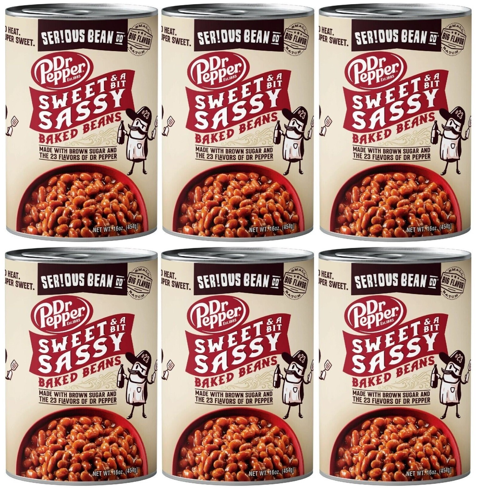 Serious Bean DR PEPPER Sweet & a Bit Sassy Baked Beans 16 oz (6 cans