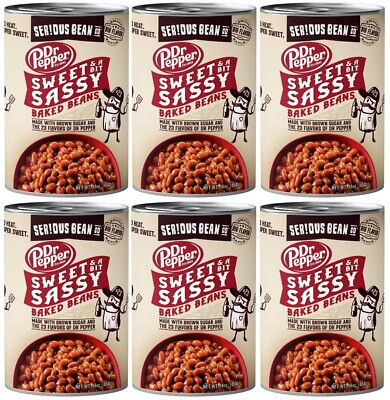 Serious Bean DR PEPPER Sweet & Sassy Baked Beans Meatless 16oz 6 cans