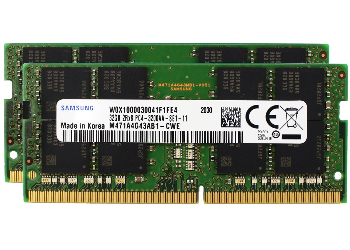 Samsung 2x32GB PC4-25600 DDR4 3200 MHz SODIMM Laptop Memory RAM