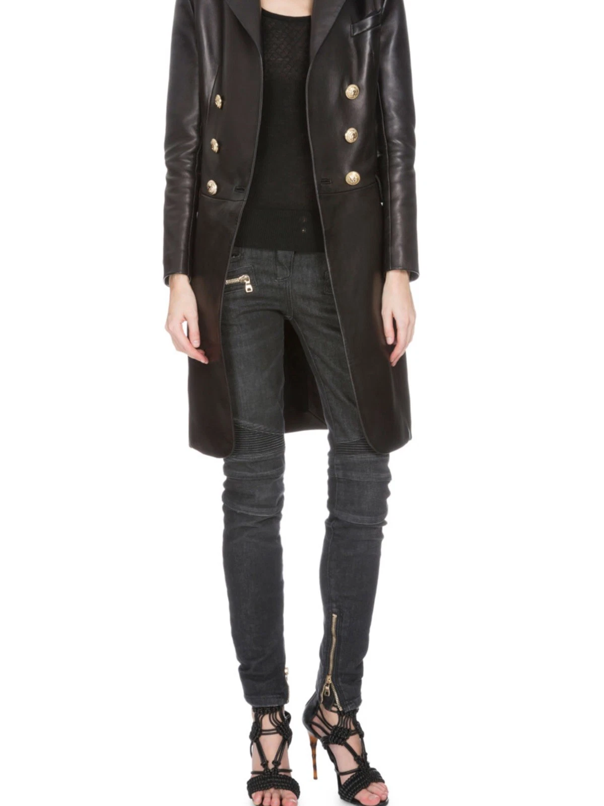 Balmain — NWT BALMAIN STRETCH COTTON-DENIM BIKER JEANS FR 38 AMAZING!