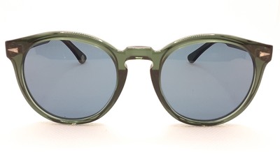 AHLEM St. Germain 8mm Dark Green Acetate Sunglasses Blue Lens 49 