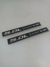 2x 5.0L Coyote V8 Emblems Fender Hook  Badge Decals  F150 Black/Chrome *PAIR*