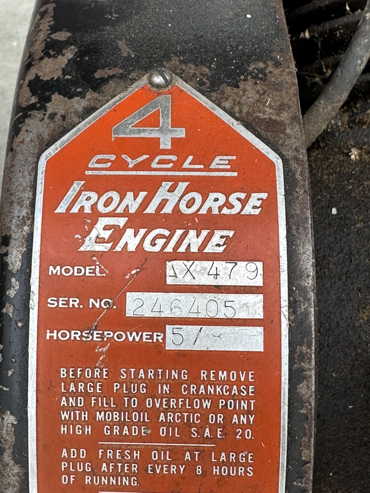 Vintage Engine 4 Cycle Iron Horse Kick Start Motor Hit And Miss Engine