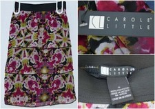 Carole Little Flouncy Tiered Floral Lined Skirt Size Small 28"-30"