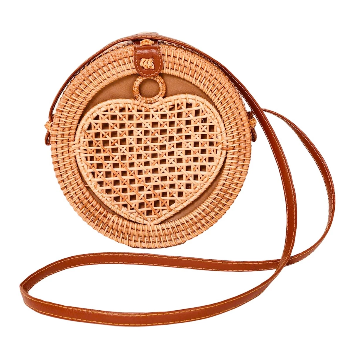 Buy KRYSTAL Women Round Rattan Bag for Women Straw Bag Handwoven Beach  Bohemian Shoulder Purse Embroidered Sunflower Woven (8 * 8 * 3) Medium Size  (Multicolour) at Amazon.in