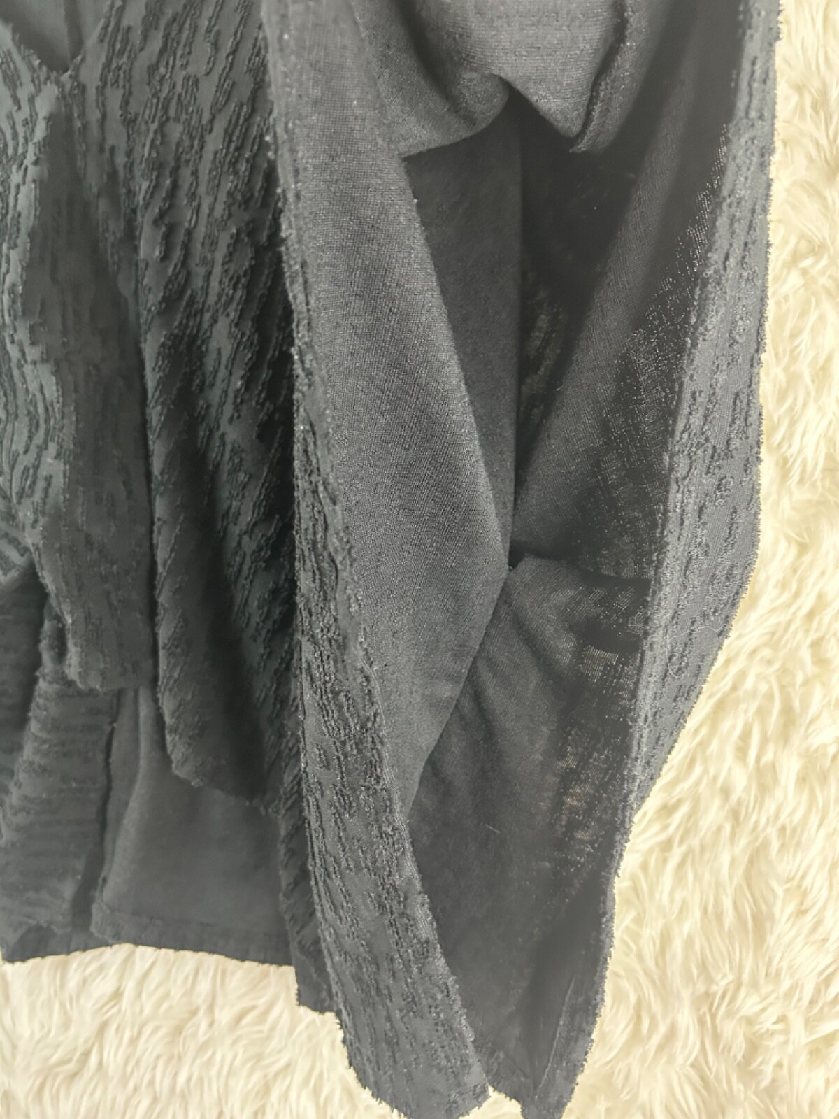 Zara Basic Size M Solid Black Short Bat Wing Text… - image 7