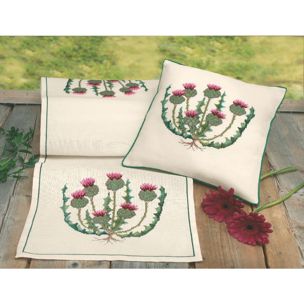 Eva Rosenstand table runner counted cross stitch kit ""Thistle"", 37x93cm, DIY