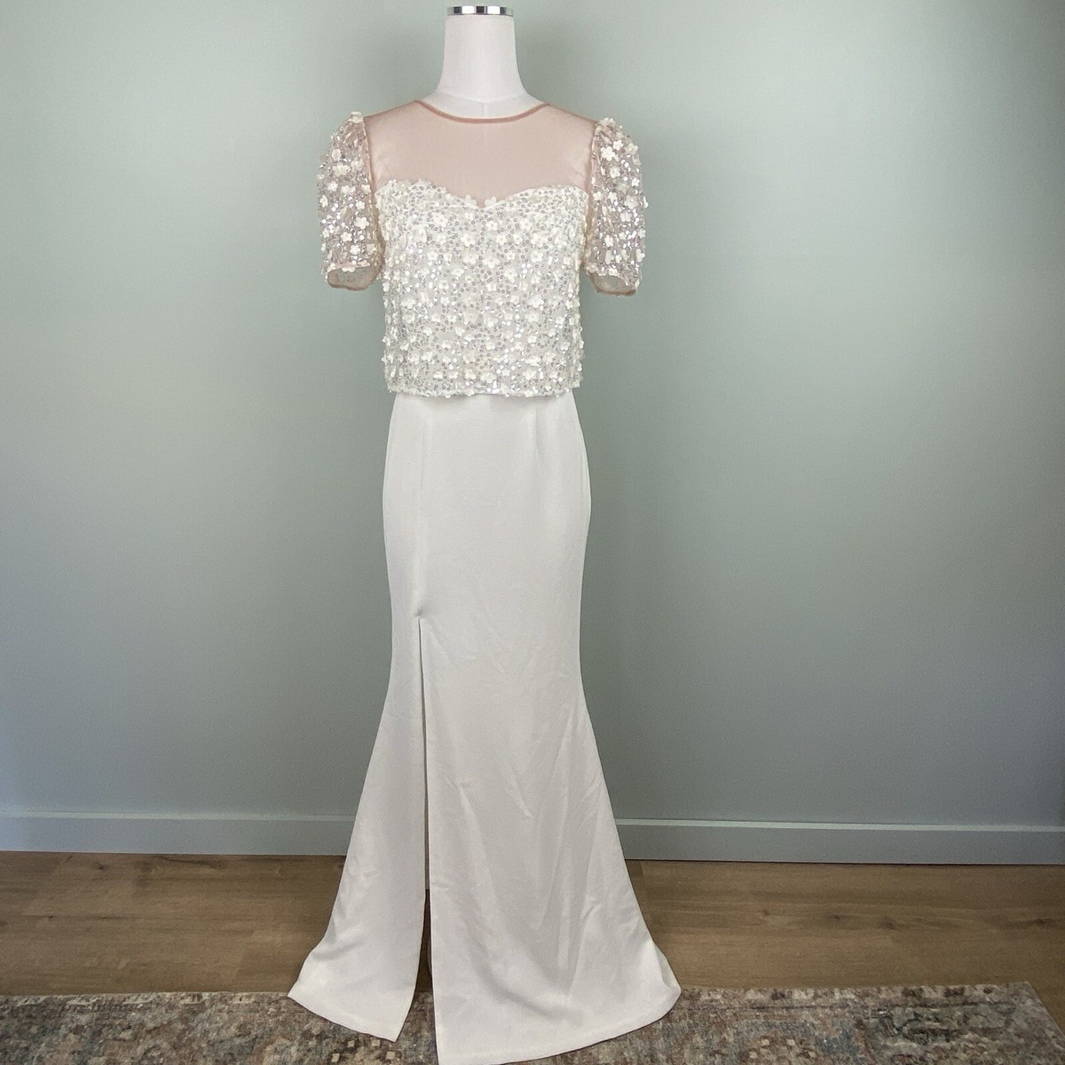 Dress The Population | Amanda White Floral Embellished Bridal Gown NWOT  Small