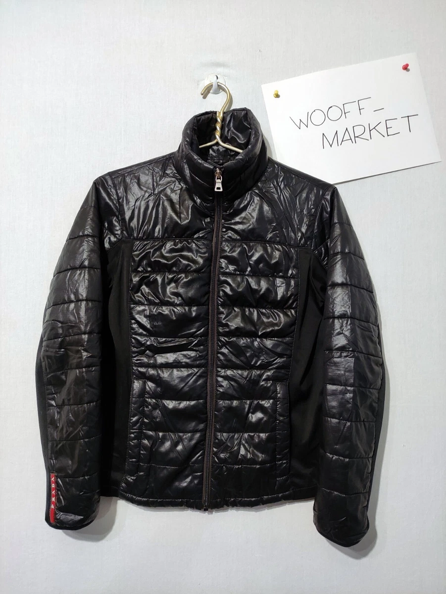 Prada Insulated Bomber Jacket Black Red Tab Linea Rossa mens size Small Rare