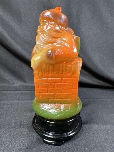 ANTIQUE 1900's TIFFIN Glass Santa Claus in Chimney Christmas Lamp 10” RARE - Picture 5 of 13