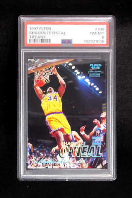 1997 Fleer Shaquille O'Neal #100 Tiffany Los Angeles Lakers NBA PSA 8