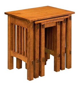 Amish Mission Nesting Tables Solid Quarter Sawn White Oak Wood Set