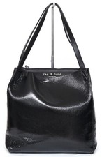 Rag & Bone Tote Black Patent Leather Bag Shoulder Zipper Travel Straps