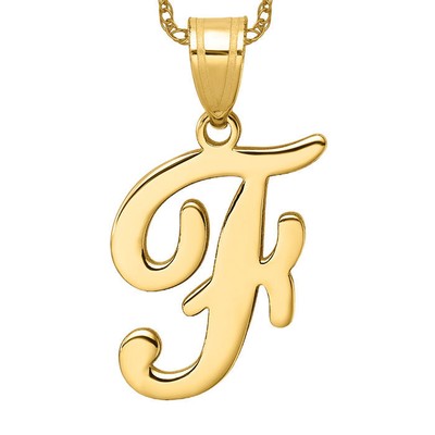 Halskette 14 Karat massiv Gelbgold Buchstabe f Initialen