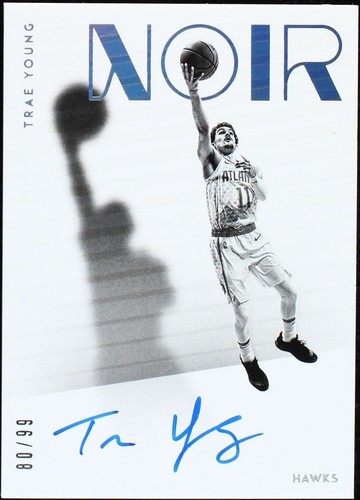 2018 19 PANINI NOIR TRAE YOUNG RC ROOKIE PATCH AUTO #D 26/99 HAWKS