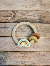 Itzy Ritzy Neutral Silicone Rainbow Rattle Teether
