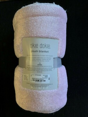 NWT OKIE DOKIE Pink Foil Dot Baby Blanket Plush JcPenney